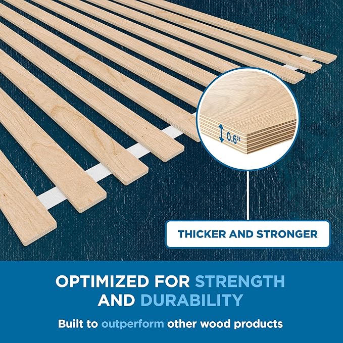 Meliusly SlatSure Twin Size Bunkie Board – Heavy Duty Vertical Bed Slats & Foldable Wooden Support Board for Sagging Mattress or Platform Bed Frame, Box Spring Alternative and Replacement