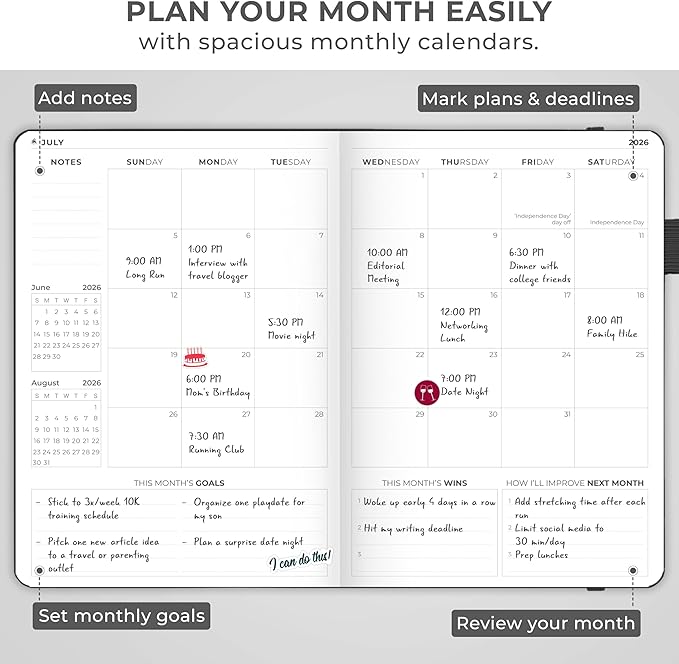 Clever Fox Dated Planner Premium 2026 – Weekly Agenda for Planning & Time Management –Notebook with Habit Tracker & To-do List (Black)