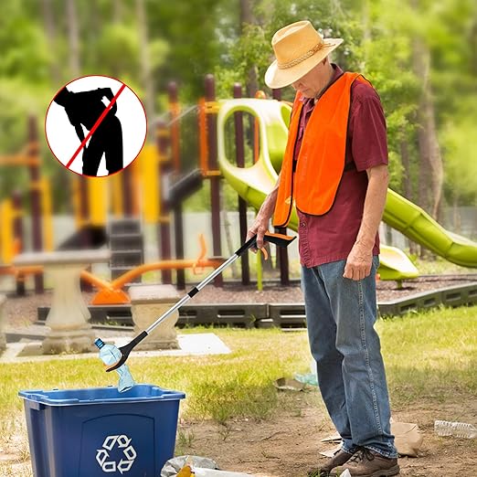 6 Pack 32 Inch Commercial Trash Grabber for Elderly Assist, Heavy Duty Lightweight Reacher with Ergonomic Handle & Non-Slip Grip, Multi-Use Outdoor Home Garden Cleanup Mobility Aid Tool