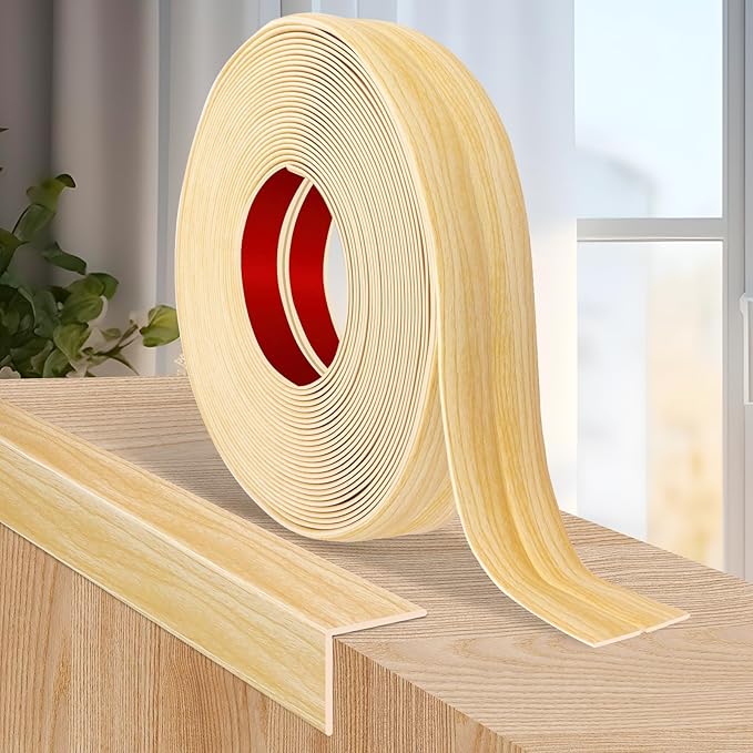 Flexible Wall Corner Protector Moulding Trim Peel and Stick Wall Corner Guards Edge Protector Self Adhesive Molding Trim Strip for Edge Ceiling (Original Wood Grain, 2.4 in x 10 Ft)