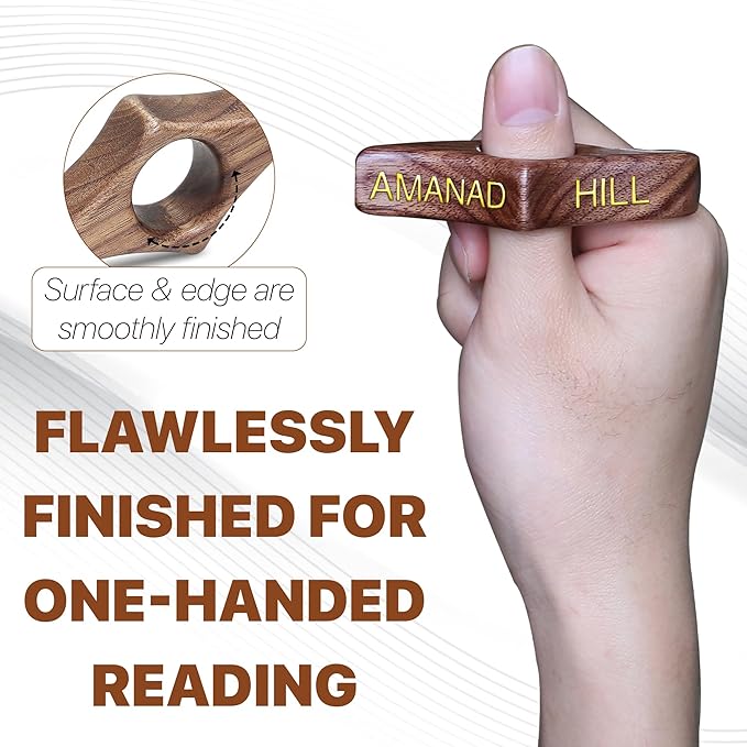 Personalized Walnut Page Holder With 3D Metal Letters, Smooth Finish Wood Thumb Holder for Reading, Customizable Reader Gifts & Accessories, Ideal for Book Lovers (Mini)