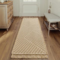 H.VERSAILTEX Waffle Bath Runner Rug Long Bath Mat Super Absorbent Boho Bath Rugs Non Slip Bath Runner for Bathroom Floor Machine Washable Dry Fast Bathroom Rugs with Tassels, 24" x 72", Sand