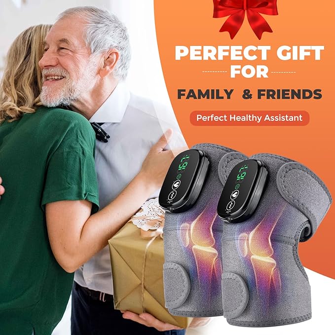 YUANBO Cordless Knee Massager with Heat, 3-in-1 Heated Knee Massager for Knee Elbow Shoulder Wrap with 3 Vibration & Heating Modes (2 PACK)