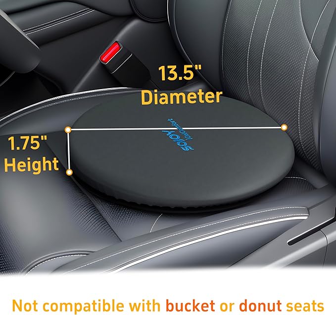 Sojoy iGelComfort Deluxe Gel Swivel Seat Cushion with Supportive Memory Foam 360 Degrees Rotating Seat Cushion for Home,Stool Chair,Office，13.5 Inches in Diameter Black