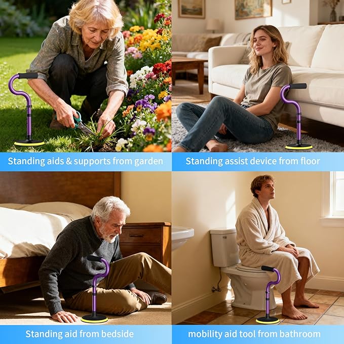 Mobility Aids Tool Device to Help Get up from Floor Standing Aids & Supports Assist Devices for Seniors, Standing Mobility Aid for Elderly Rising Indoors Garden Housework Bedroom Bathroom Matte Purple