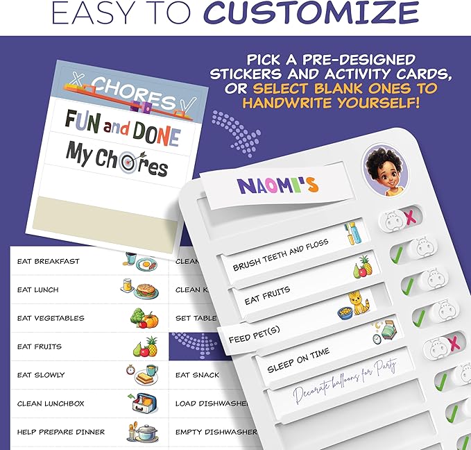 Chores Chart for Kids - Daily Routine Chart for Kids with Checklist & Stickers, Magnetic Kids Chore Chart - Chore Board Visual Schedule for Kids with Autism & Best ADHD Tools for Kids