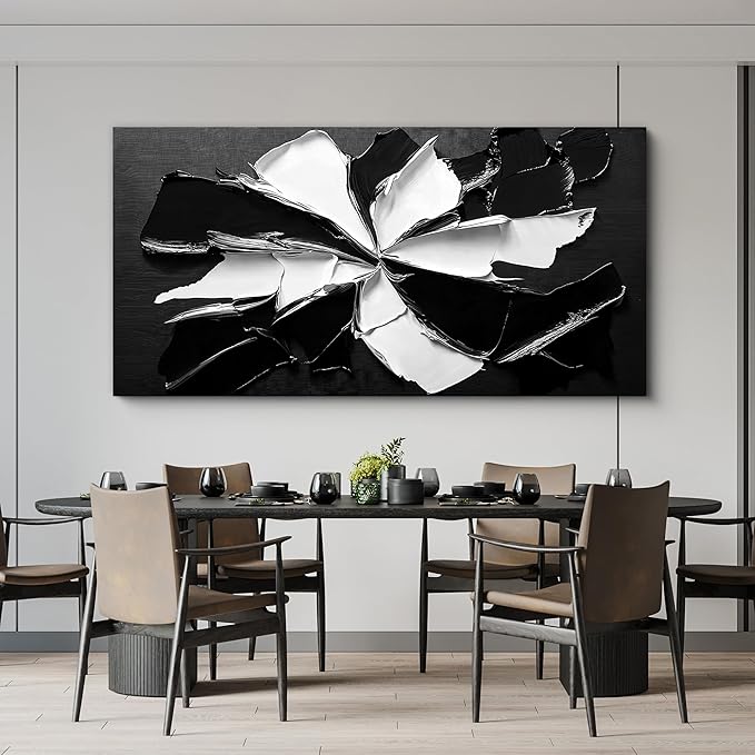 Abstract Wall Art Decor Modern Large Wall Art Pictures for Living Room Abstract Canvas Art Wall Decor Oversized Black and White Wall Art Prints Flowers Artwork for Walls Office Home Decorations 39" X 78"