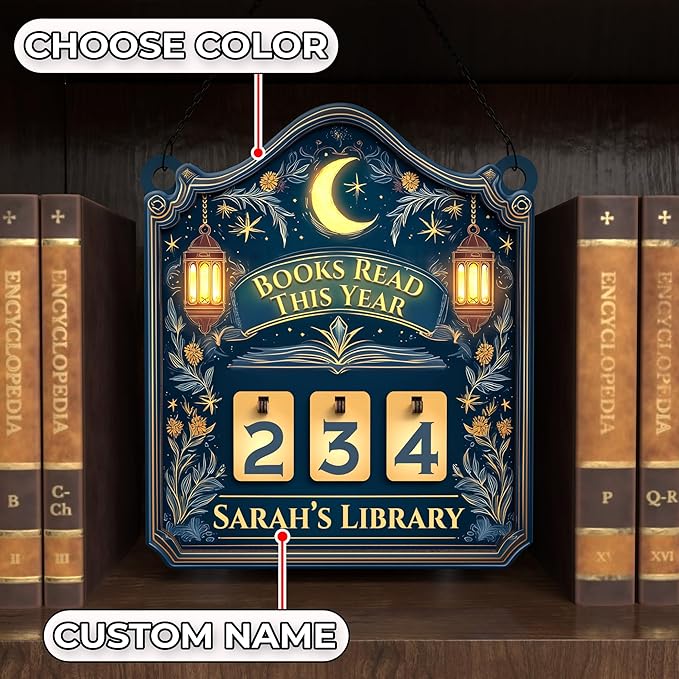 Personalized Books Read This Year Wooden Sign, Reading Tracker Book Counter, Home Library Decor, Fantasy Bookshelf Accessories, Christmas Bookworm Gift for Women, Book Lovers, Readers, Librarians