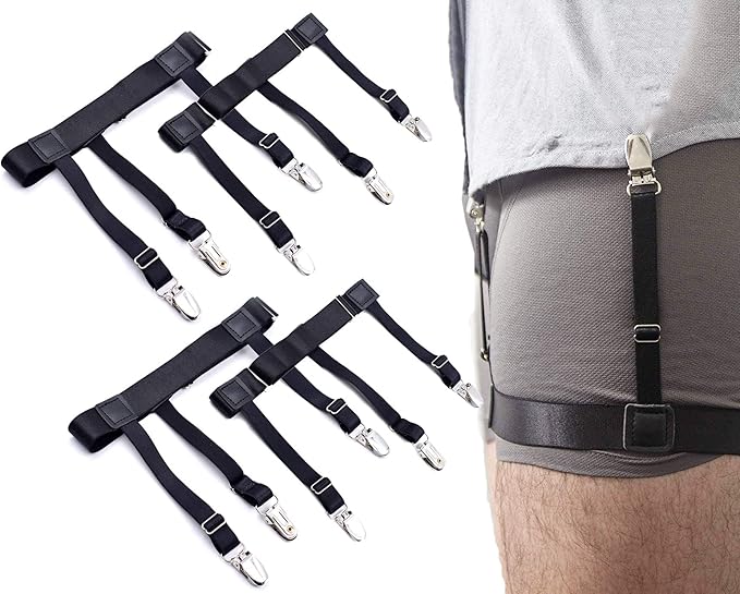 STAY GENT Y-Style Shirt Stays For Men with Non-Slip Locking Clamps and Adjustable Elastic Straps