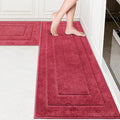 PURRUGS Machine Washable Kitchen Rug Set [2 PCS] (24" x 35.5"+ 24" x 59"), Non-Slip/Skid Kitchen Runner Rugs & Floor Mats, Super Absorbent Soft Standing Mats for Kitchen, Laundry & Sink, Burgundy Red