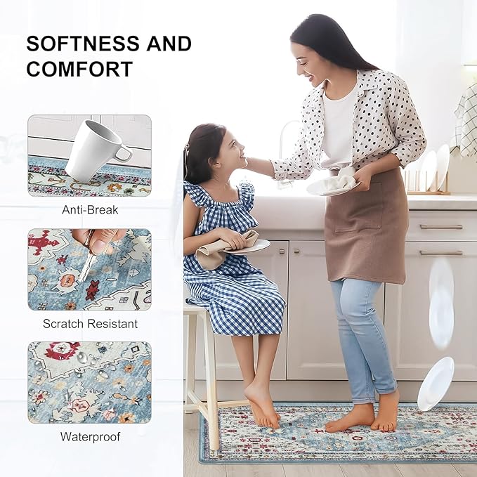 Collive Kitchen Mats for Floor, Cushioned Anti Fatigue Kitchen Rugs Waterproof Sink Rugs Non Slip, Soft Comfortable Standing Mats for Office, Laundry, 17”x59”