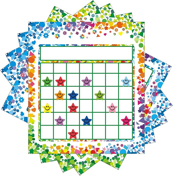 REGELETO 100 Pack Incentive Reward Chart for Students, 2 Designs Incentive Behavior Chart with 2400 Star Stickers Students Chore Sticker Chart at Home