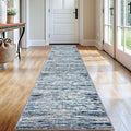 Modern Abstract Runner Rug 2x12, Grey Blue White Washable Long Kitchen Runner Non-Slip Soft Hallway Rug Runner Thin Print Faux Wool Carpet for Entryway Bedroom Laundry Room Indoor Home Decor