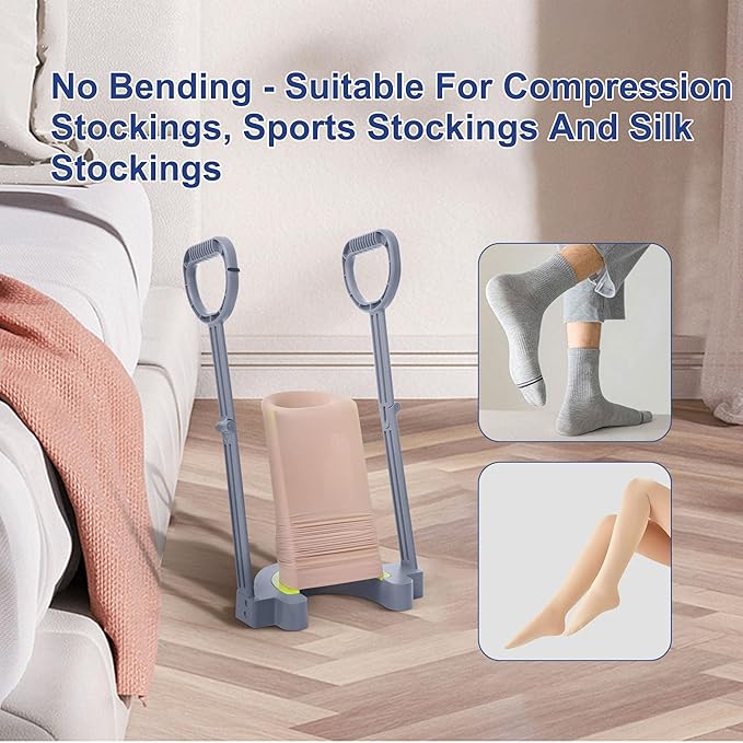 Compression Sock Aid Device | Size for Leg Circ 16 in or Less | Helper Device for Putting on Compression Stocking, Easy On Donning Aid Tool for Socks & Stockings, Durable & User-Friendly Design