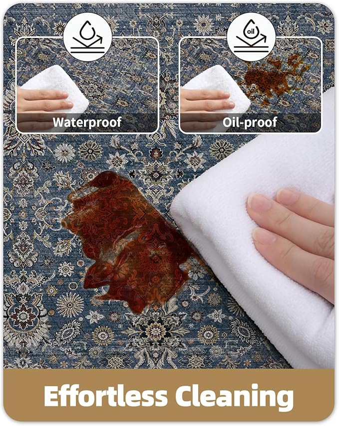 Color&Geometry Anti Fatigue Kitchen Mats for Floor 24x59, Vintage Decor, Easy Clean, Waterproof & Oil Proof, 0.4" Thick Cushioned, Non-Slip Kitchen Runner Rug for Sink, Laundry, Office, Blue