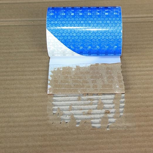 Reflective Tape Blue and White 4 inch X 10 feet, Outdoor Waterproof Hazard Conspicuity Warning Industrial Marking Tape