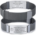 VNOX Medical Alert Id Bracelet for Men Women, Custom Engraving Adjustable Stainless Steel Customizable Mesh Emergency Survival Medic Bracelets Wristband Loop Band with Replacement Tag