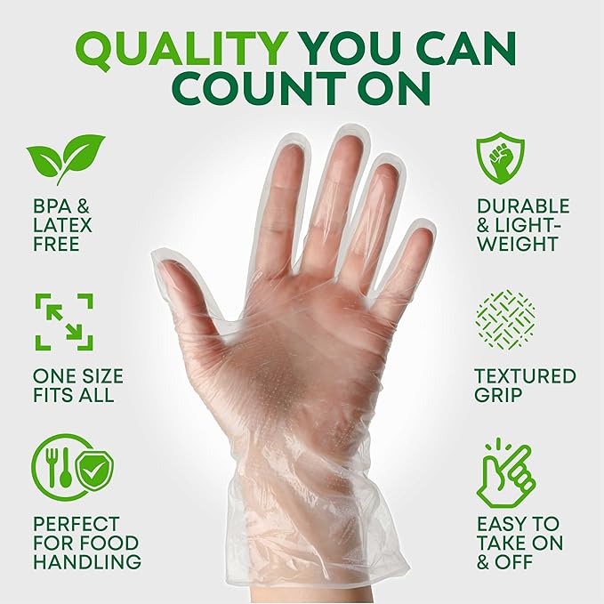 Keppi Disposable Gloves - BPA & Latex Free - Gloves Disposable Latex Free - For Food Handling - Food Safe - For Cooking