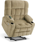 MCombo Dual Motor Power Lift Recliner Chair for Elderly, Lay Flat Lift Chair with Heat and Massage, Extra Wide Lift Recliner for Big People, Cup Holders, Fabric R7897 (Medium-Wide, Beige)
