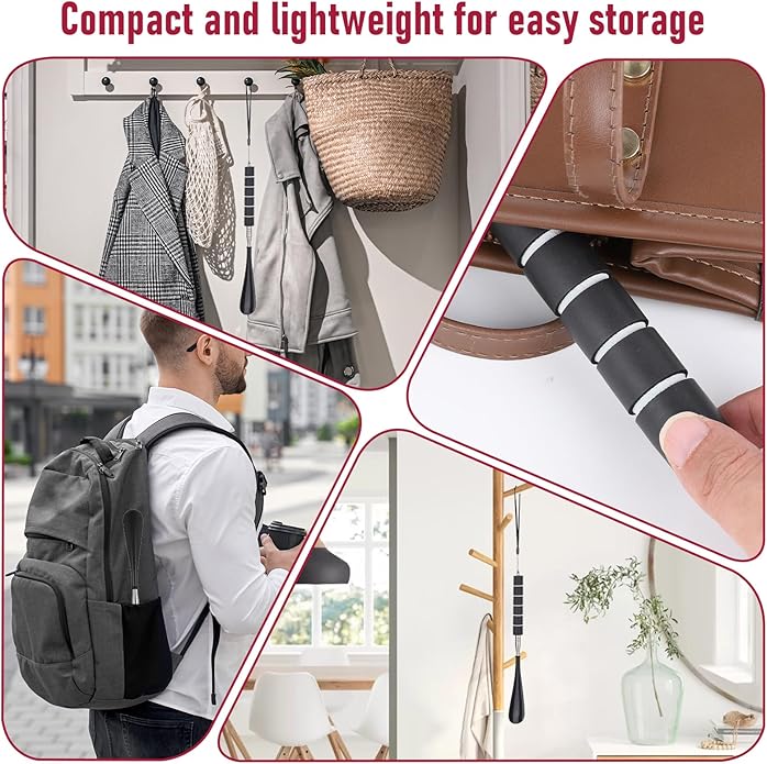 Shoe Horn Retractable, Stainless Steel Telescopic Long-Handle Shoehorn Extendable Shoe Horn for Men Women Kids Seniors