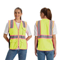 Hi Vis Safety Vest for Women,Working Drawstring Waist Construction Vest with Pockets and Zipper,Womens Safety Vest,ANSI Type R Class2