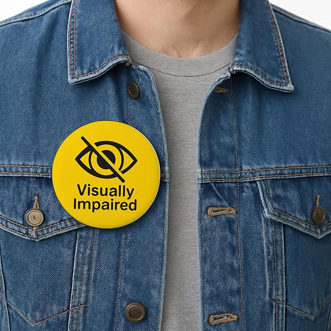 Visually Impaired Information Badge, Partially Sighted Badge, Nonverbal Communication Aid for Visual Impairment, Accessible Pin, Hidden Disability Awareness, 2.2"
