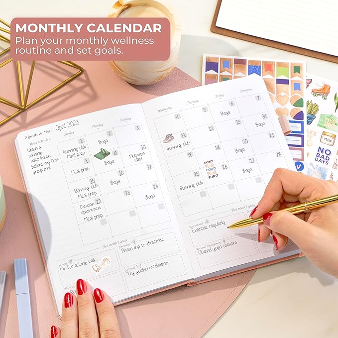 GoGirl Self-care Journal – Daily Mental Health Notebook with Mood & Wellness Trackers – Personal Development, Meditation & Reflection Journal for Women – Hardcover, Lasts 3 Months (Rose Gold)