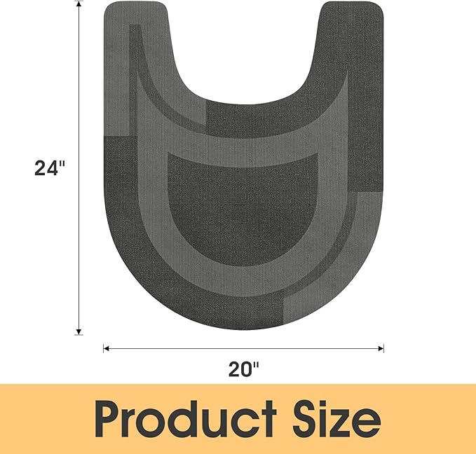 ACCUMTEK Toilet Rugs, Ultra Thin Absorbent Contour Bathroom Rugs for Toilet, Dry Quickly, Machine Washable, Upgrade Backing Non-Slip Bath Mat, Grey/Bordered/U-Shaped 24"x20"
