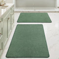 MIULEE Christmas Green Set of 2 Ultra Thin Bathroom Rugs, Rubber Bath Mats for Bathroom Non Slip, Quick Dry Absorbent Bath Rug Machine Washable, Fit Under Door, Shower, Sink, Home Decor, 24x36 Inch