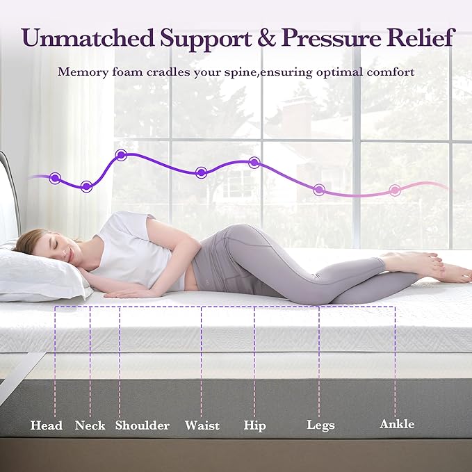 SINWEEK 3 Inch Gel Memory Foam Mattress Topper with Cooling Cover Ventilated Soft Mattress Pad, Bed Topper, CertiPUR-US Certified, Twin Size