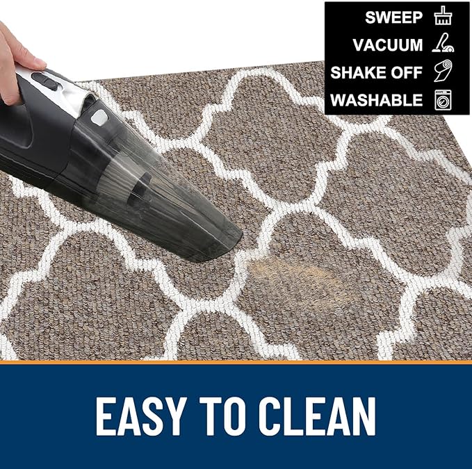 OLANLY Indoor Door Mat, 32x20, Non-Slip Absorbent Resist Dirt Entrance Mat, Washable Low-Profile Inside Floor Doormats for Entryway, Brown
