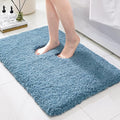 Bathroom Rugs 32x20, Ultra Thick Shaggy Soft Microfiber Absorbent Bath Rug, High Density Foam Latex Non Slip Backing, Machine Washable Bath Mats for Bathroom Floor & Sink, Blue