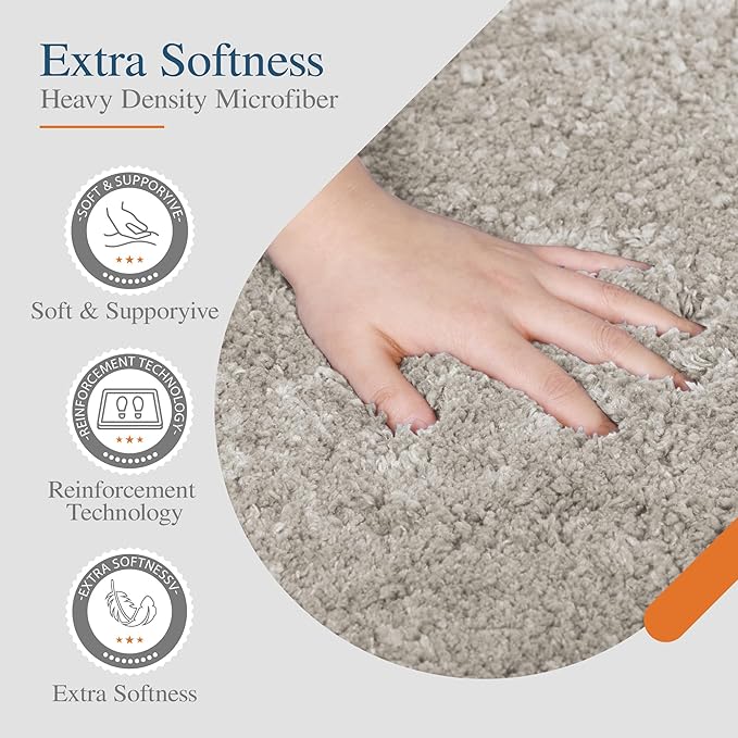 Walensee Bath Rug Non Slip Mat (20 x 32, Light Tan) Water Absorbent Soft Microfiber Shaggy Machine Washable for Bathroom Thick Plush Shower Mat
