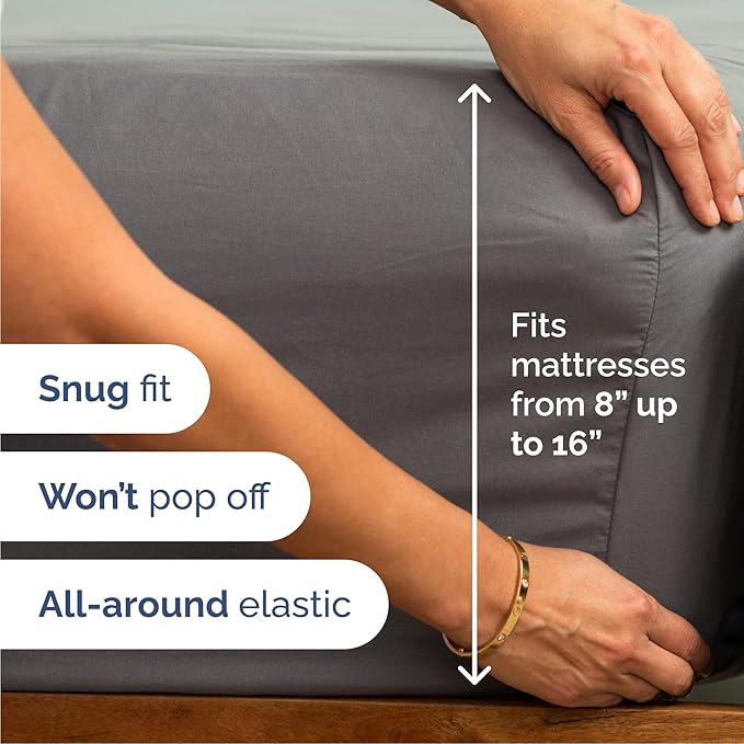 Queen 6 Piece Sheet Set - Cooling & Breathable Bed Sheets - Hotel Luxury Bed Sheets for Women, Men, Kids & Teens - Bedding with Deep Pockets & Easy Fit - Soft and Wrinkle Free - Queen Dark Grey Sheets