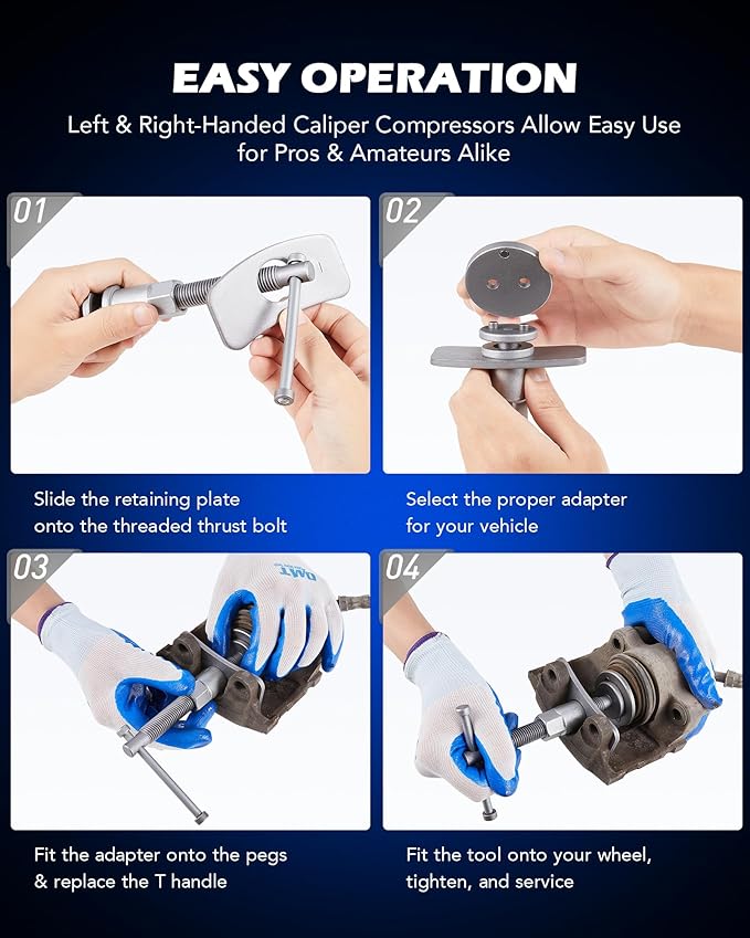 Orion Motor Tech 32pc Dual Brake Tools, 2 in 1 Caliper Compression Tool and Drum Brake Tool Kit, Brake Caliper Tool Kit and Drum Brake Tool with Brake Spring Tool Compressor Pliers Installer Remover