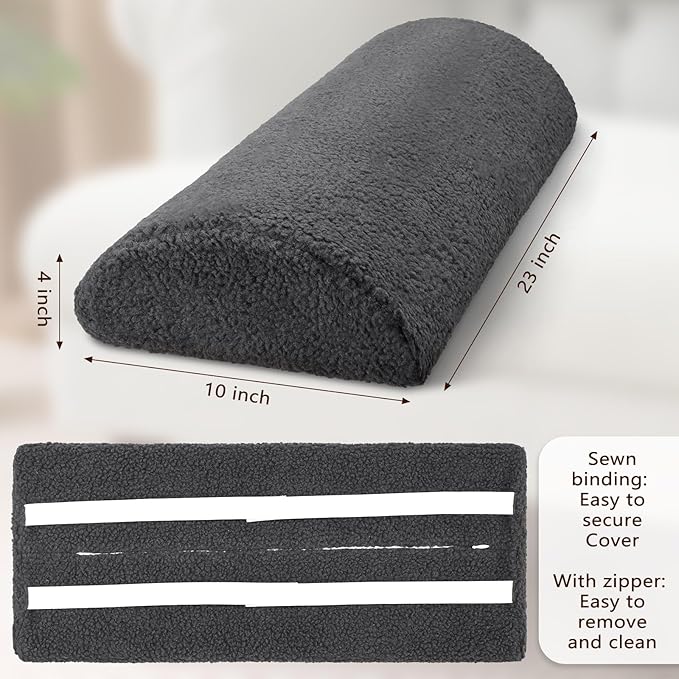 Wesiti Recliner Foot Pillow Cushion High Resilience Sherpa Memory Foam Bolster Sleeping Rest Multipurpose Half Roll Leg Pillow Suitable for Bed Chair Sofa Headrest Back Lumbar Leg Support(Dark Gray)