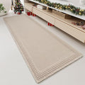 RESARE Waffle Bathroom Runner Rugs, Super Absorbent Bath Mat Non Slip Washable Quick Dry, Upgraded Ultra Soft Boho Bath Rugs with Tassels for Hallway Bedroom Laundry Room, 2'x6'(24"x72"), Pale Beige