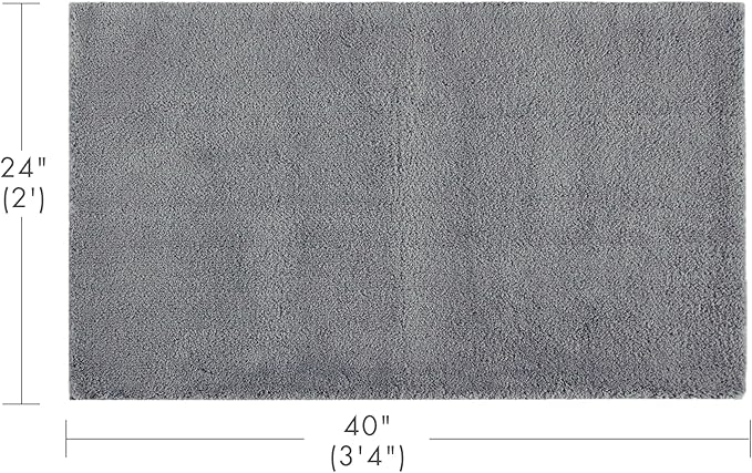 Madison Park Marshmallow Bathroom Rug Non Slip, Luxrurious Plush Bath Mat, Absorbent, Quick Dry, Spa Design Bath Room Décor, 24x40, Grey