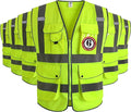 JKSafety 9 Pockets Class 2 High Visibility Zipper Front 6 Pack Safety Vest With Reflective Strips,Meets ANSI/ISEA Standard （155 Yellow L