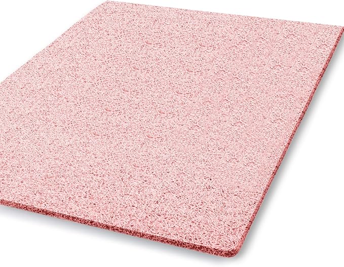 godehone Shower Mats Non Slip Without Suction Cups, PVC Loofah Bathroom Mats, Loofah Mats for Shower and Bathroom, Quick Drying, 23.6× 34.6 Inch, Pink