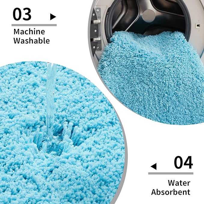 Toilet Rug 22x24 Teal Non Slip Fluffy Toilet Floor Mat U Shaped Washable Bathroom Contour Rug for Toilet Absorbent Thick Toilet Carpet