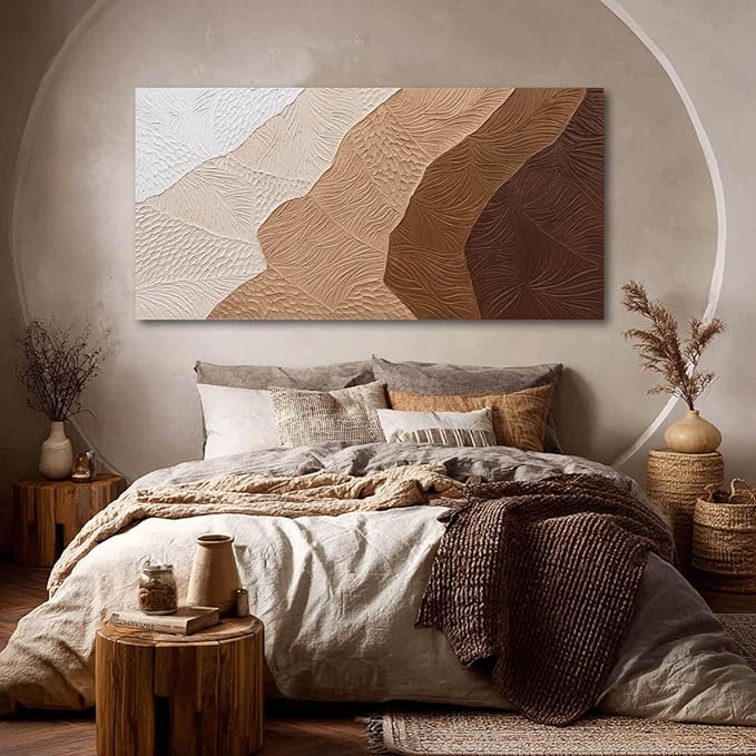 SOUGUAN Modern Wall Art Abstract Wall Decor Neutral Art Paintings 24"x48" Canvas Painting for Dining Room Area Poster for Bedroom