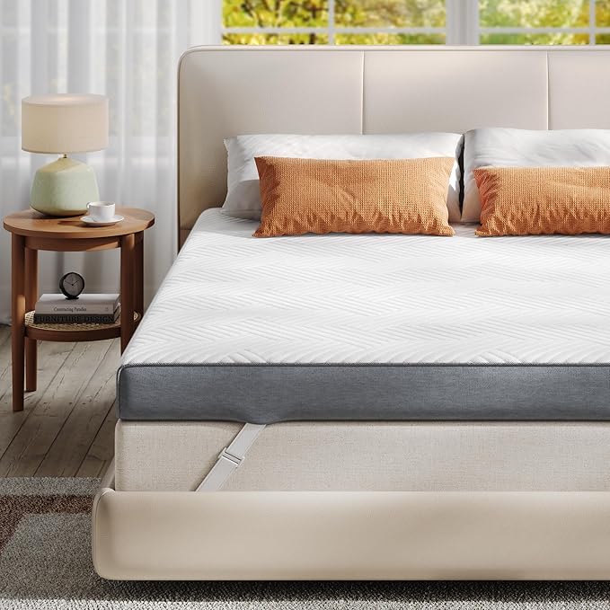 EnHomee Memory Foam Mattress Topper,3 Inch Full Mattress Topper Pressure Relief with Cooling Gel and Removable & Washable Embossed Cover, CertiPUR-US & Oeko-TEX Certified, White, Full