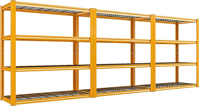 REIBII 40" W Garage Shelving Heavy Duty Metal Shelving 2200LBS Storage Shelves 4 Tier Garage Shelves Adjustable Metal Shelf for Warehouse Basement Pantry Kitchen, 3 Pack