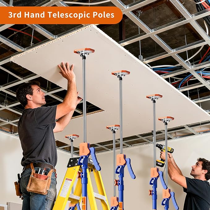 4PK Adjustable Telescopic Support Pole, 54-115 inch Cabinet Jack, Heavy Duty 3rd Hand Support System, 154lbs Load-Bearing for Drywall Lift, Dust Barrier, Cargo Bar