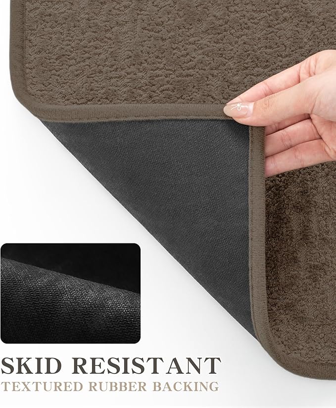 chakme Bathroom Rugs Mat 32x17, Ultra Thin Non Slip Bath Mat Quick Dry Absorbent Bath Mat for Bathroom Floor, (Coffee, 32"x17")