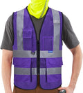 A-SAFETY High Visibility Mesh Safety Reflective Vest with Pockets and Zipper,Hi Viz Work Vest for Men Women (Purple Mesh 4XL-5XL)