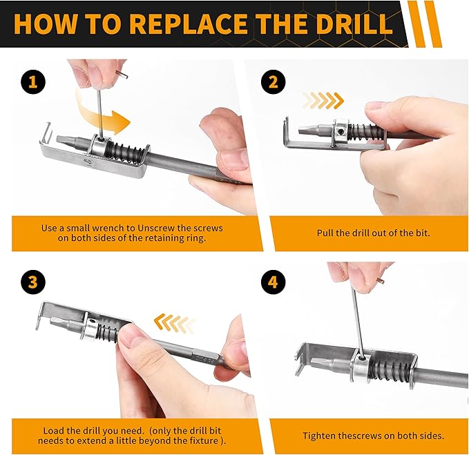 Spring Loaded Screw Holder Bit, 4 PCS Anti-drop Screwdriver Bit Holder for Mechanics, Electricians, DIY Repair, Retaining Tool for Grip Screws in Overhead or One Handed Positions (Phillips+Square)