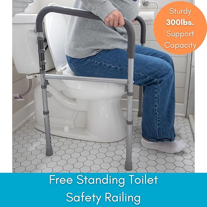 BIRDROCK HOME Toilet Seat Safety Railing Frames for Seniors | Handrail Support for Bathroom | Easy Install - Elderly, Handicap, Medical Disabled | Raised, Elevated, Assistance, Commode, (Safety Frame)