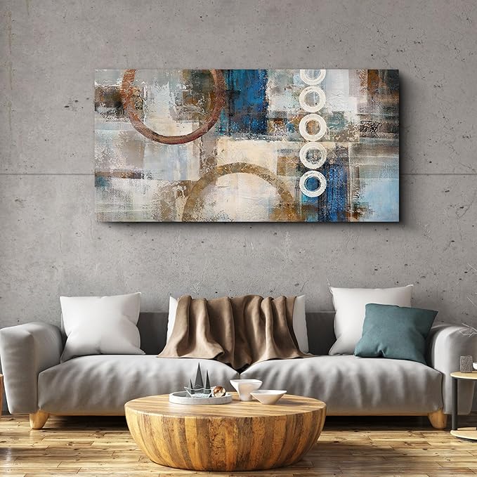 yiijeah Large Wall Art - Geometric Wall Decor Canvas Printed Picture Artwork Abstract Artfor Living Room Office Bedroom Decoration